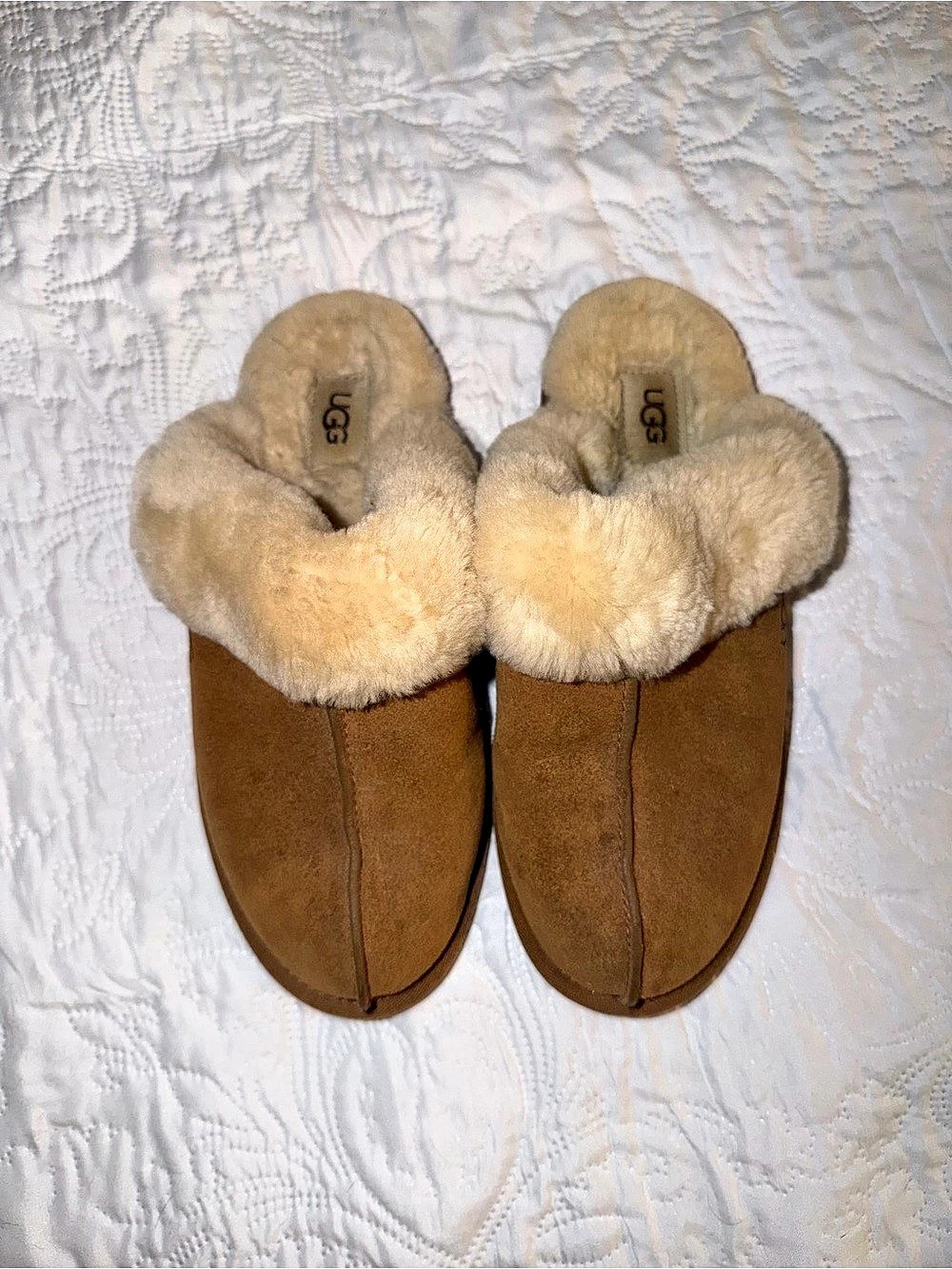 UGG Scuffette II Brown & Cream Fur Slippers